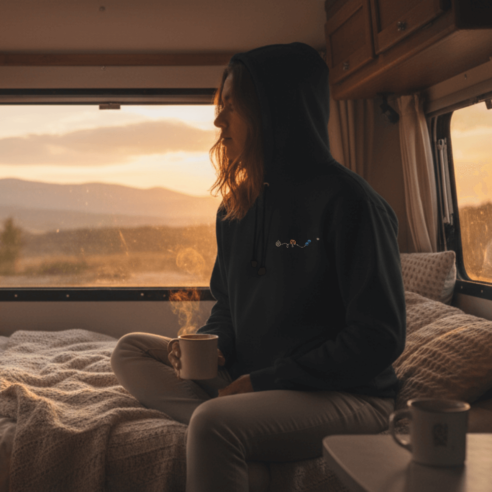 Herzschlag Vanlife - Organic Hoodie mit Stick