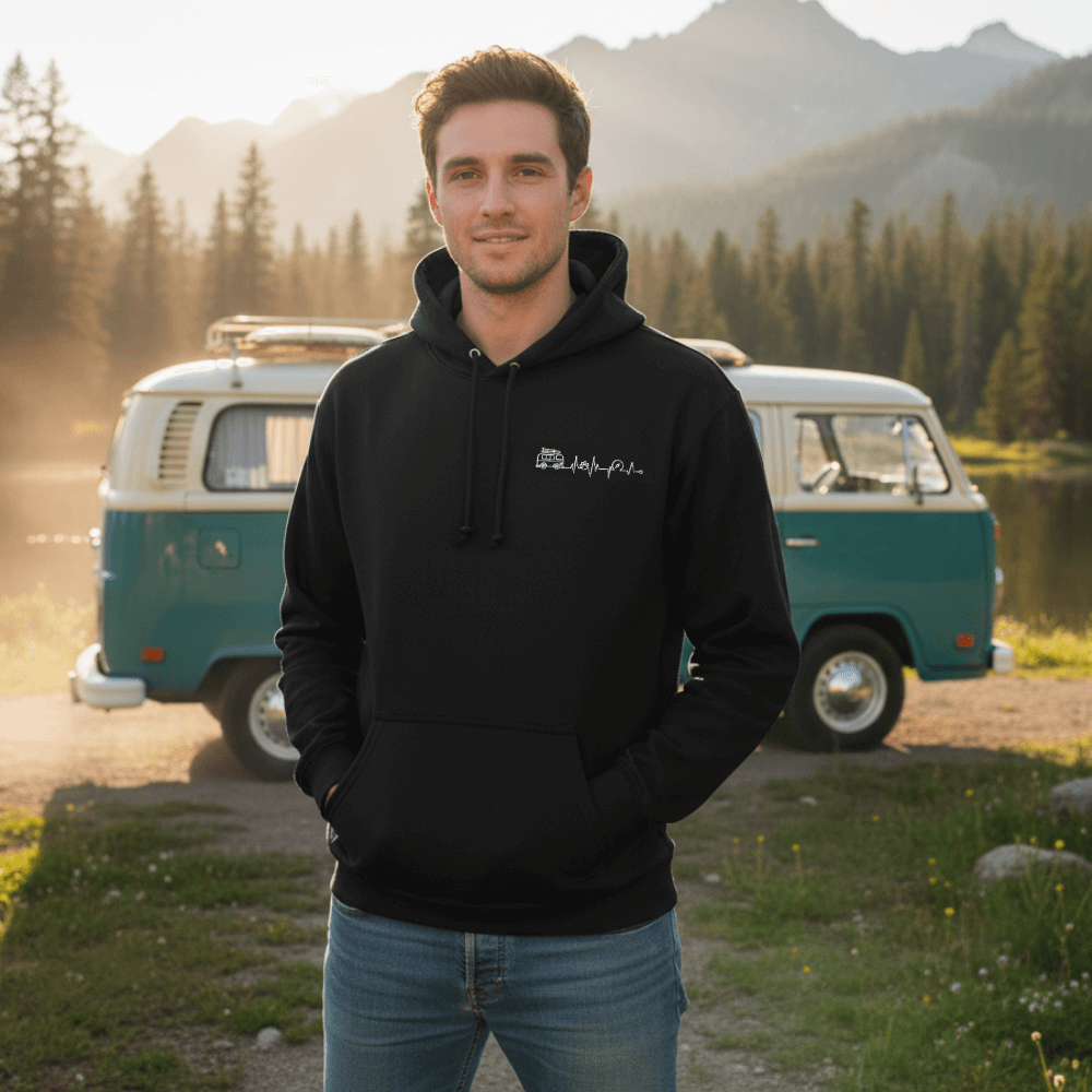 Herzschlag Vanlife - Organic Hoodie mit Stick