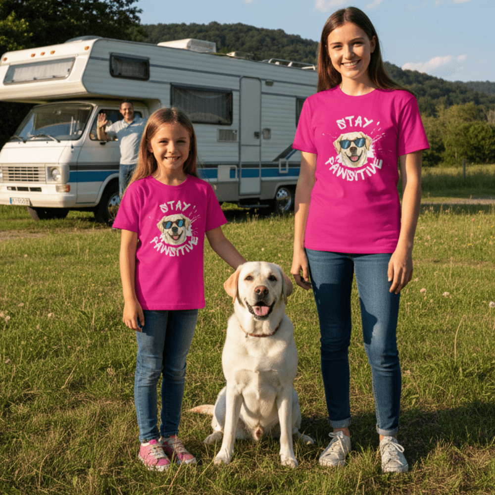 Stay Pawsitive - Tailliertes Damen T-Shirt bedruckt