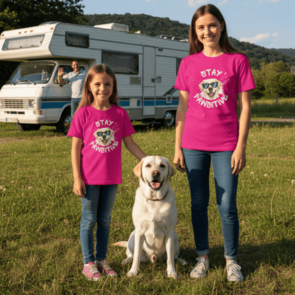 Stay Pawsitive - Tailliertes Damen T-Shirt bedruckt