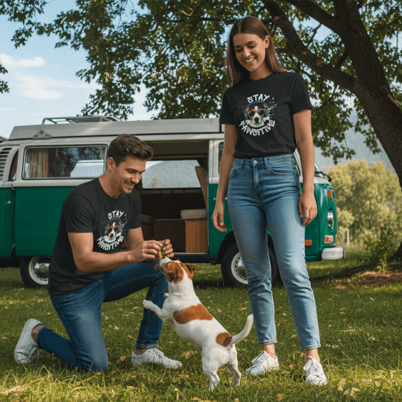 Stay Pawsitive - Unisex T-Shirt bedruckt