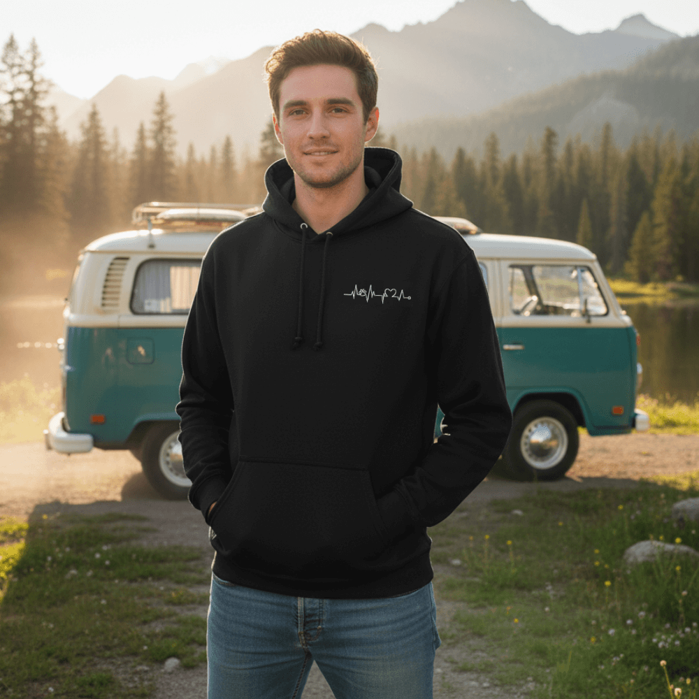 Herzschlag Vanlife - Organic Hoodie mit Stick