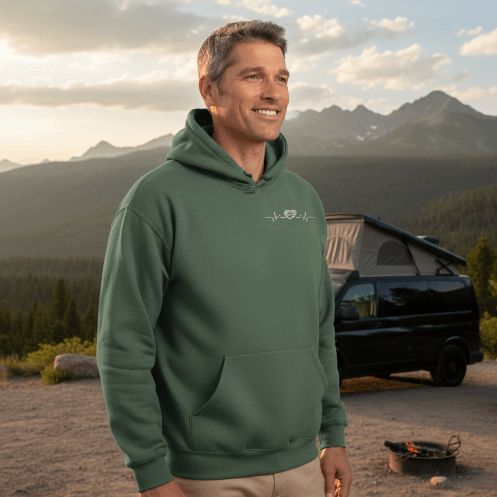 Herzschlag Vanlife - Organic Hoodie mit Stick