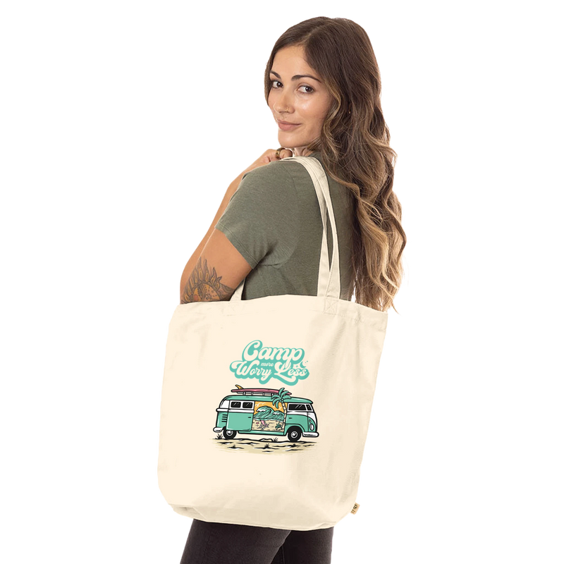 Camp More, Worry Less – Organic Tote Bag