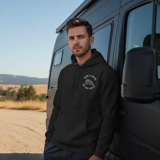 Home is where my van parked - Premium Hoodie mit Stick